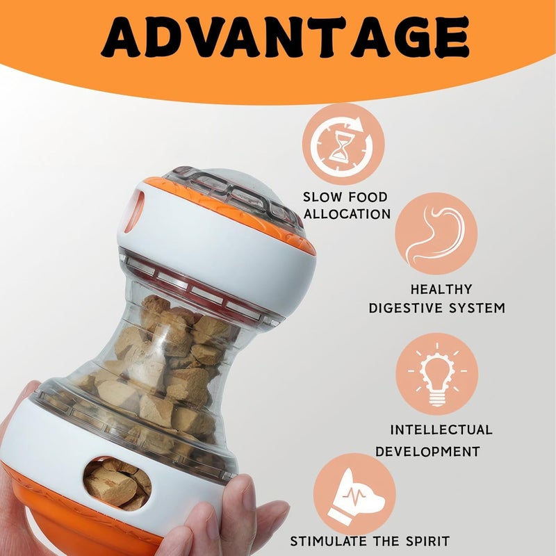 KASTWAVE Interactive Dog Enrichment Toy - Slow Feeder and Treat Dispenser, Adjustable Difficulty for Healthy Eating, Orange - Image 3