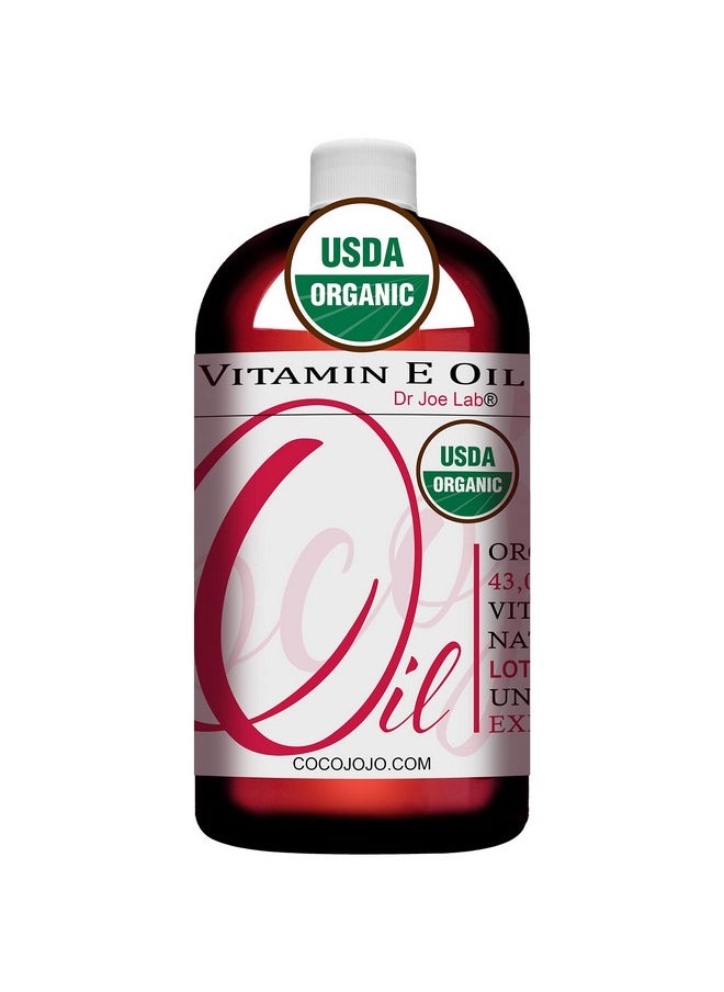 Dr Joe Lab - Cocojojo Organic Vitamin E Oil Hydrating Moisturizing Antioxidant Non Gmo Vegan100% Natural Usda Certified 43000 Iu Crueltyfree For Face Skin Hair Body Nails Beard (32 Oz.) - Image 1