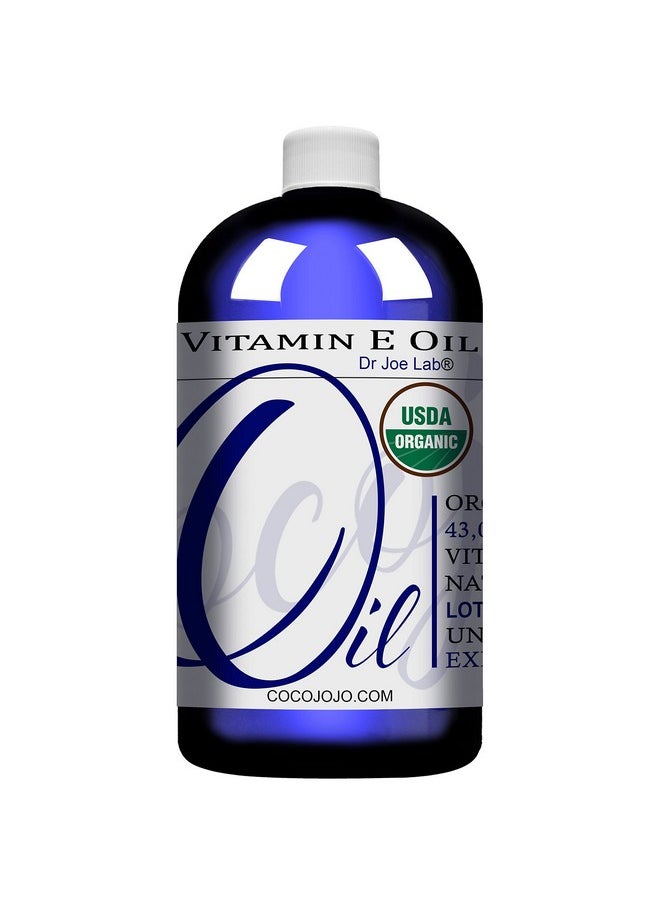 Dr Joe Lab - Cocojojo Organic Vitamin E Oil Hydrating Moisturizing Antioxidant Non Gmo Vegan100% Natural Usda Certified 43000 Iu Crueltyfree For Face Skin Hair Body Nails Beard (32 Oz.) - Image 1