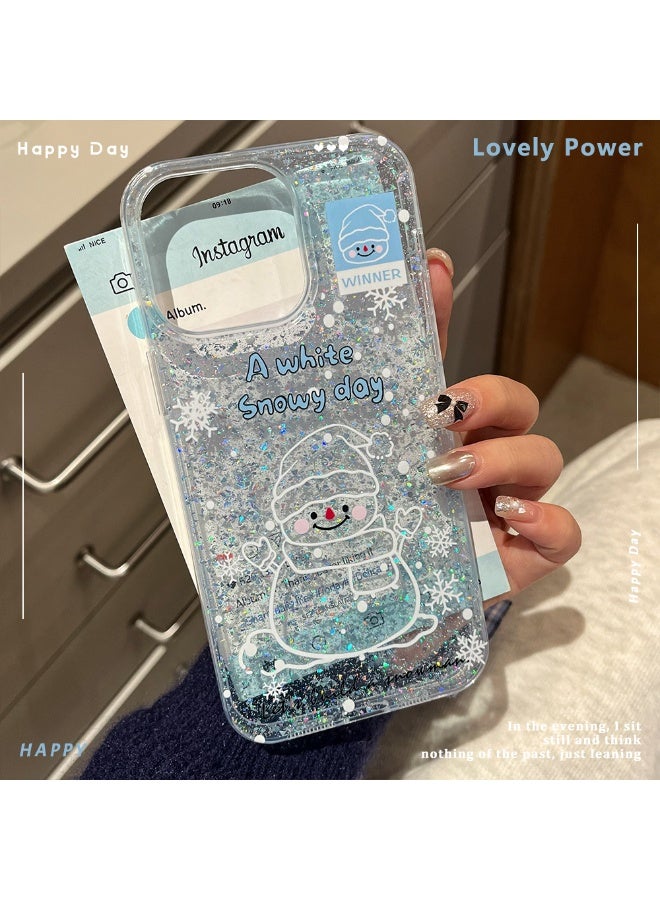 NIBEMINENT Colored Atmosphere Sand Flow Protective TPU Case Cover For iPhone 14 Pro Max, Snowman - Image 3