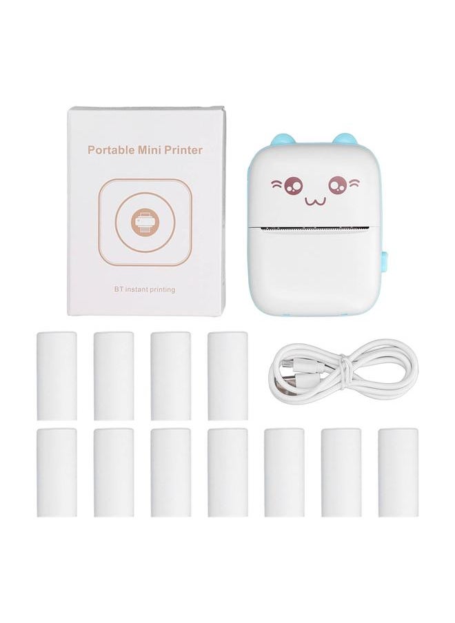 Thoraya - Thermal Printer USB Charging 200dpi Resolution Bluetooth Connection Portable Mini Picture Printer with Printing Paper Blue - Image 1