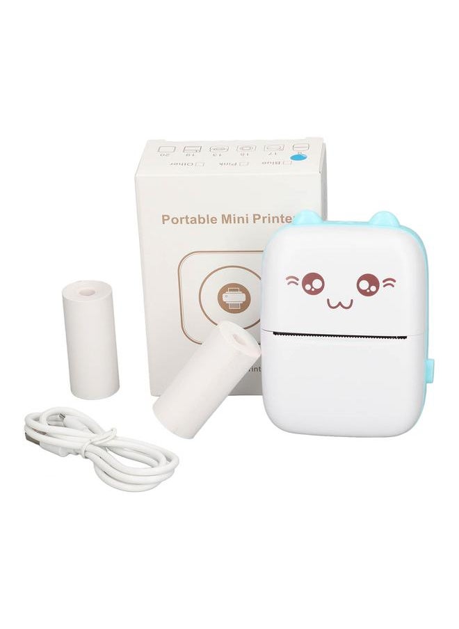 Thoraya - Thermal Printer USB Charging 200dpi Resolution Bluetooth Connection Portable Mini Picture Printer with Printing Paper Blue - Image 1