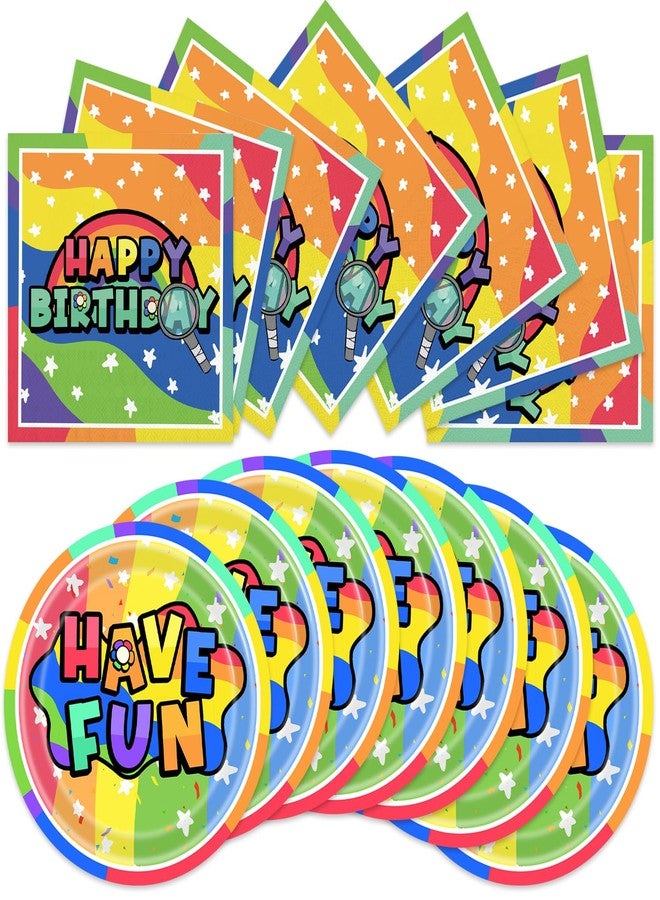 40pcs Dandy Party Supplies，Disposable Tableware，Used for Party Decoration，Include 20 dinner plates, 20 Napkin (Multicolor11) - Image 1