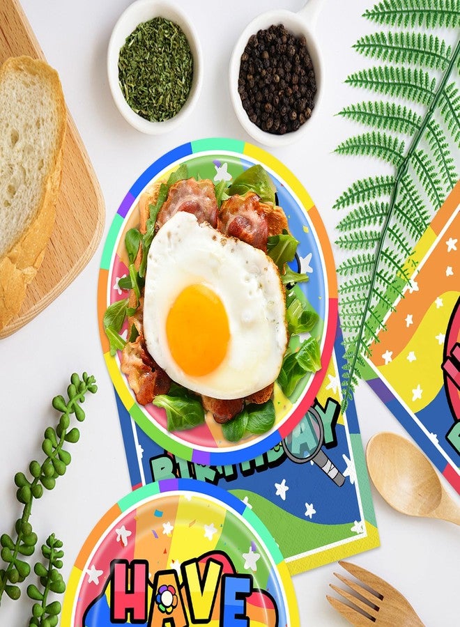 40pcs Dandy Party Supplies，Disposable Tableware，Used for Party Decoration，Include 20 dinner plates, 20 Napkin (Multicolor11) - Image 5