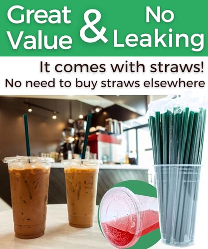 Aatriet 20 oz Clear Plastic Cups with Lids and Straws, Disposable Coffee Cups 25 Sets - Image 3