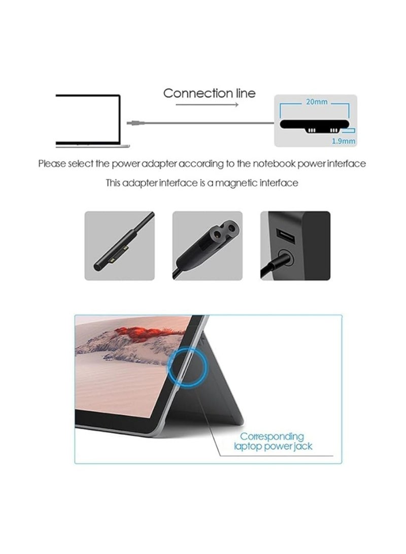 Terabyte Replacement 15V 2.58A (44W) Surface Pro Charger for Original Microsoft Surface Pro 9 8 7+ 7 6 5 4 3 X 1796 1769 1800 Laptop Power Adapter Supply - Image 2