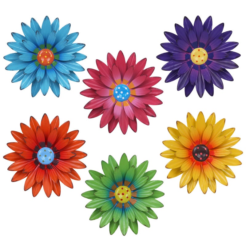 hogardeck Metal Flower Wall Decor for Indoor Outdoor Kitchen Decor Floral Metal Wall Art Wall Decor for Bathroom Living Room Porch Garden Yard Backyard 6 Pcs 8 - Image 2