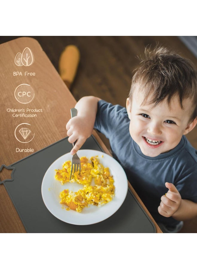Moonkie Moonkie Silicone Placemats for Baby & Kid, Stain-Proof Non-Slip Toddler Food Mats Eating Table Mat with 2 Packs Teal/Mustard 2 - Image 3