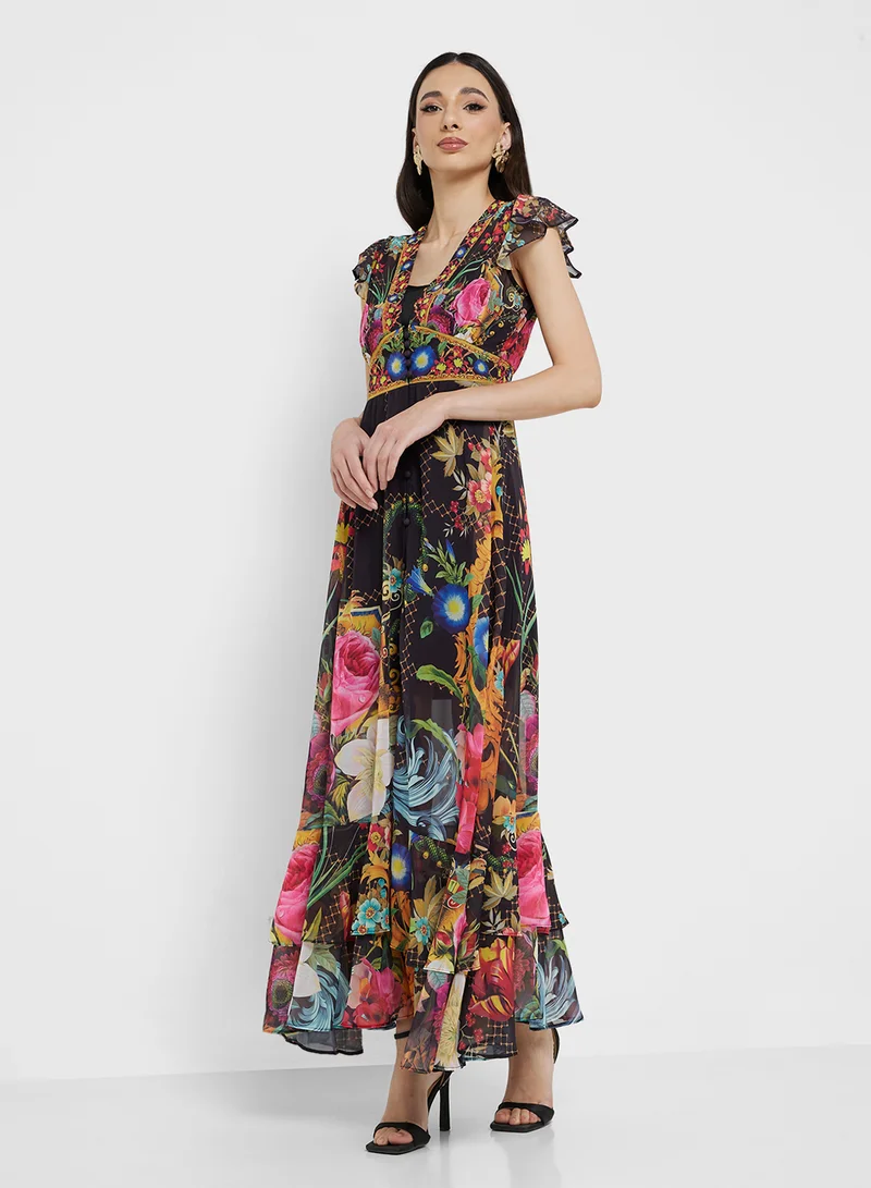 ELLA Floral Print Maxi Dress