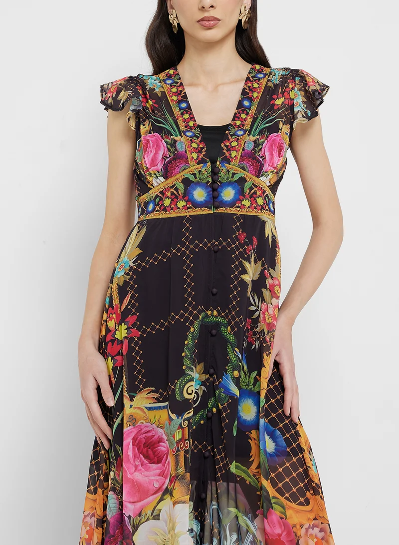 ELLA Floral Print Maxi Dress