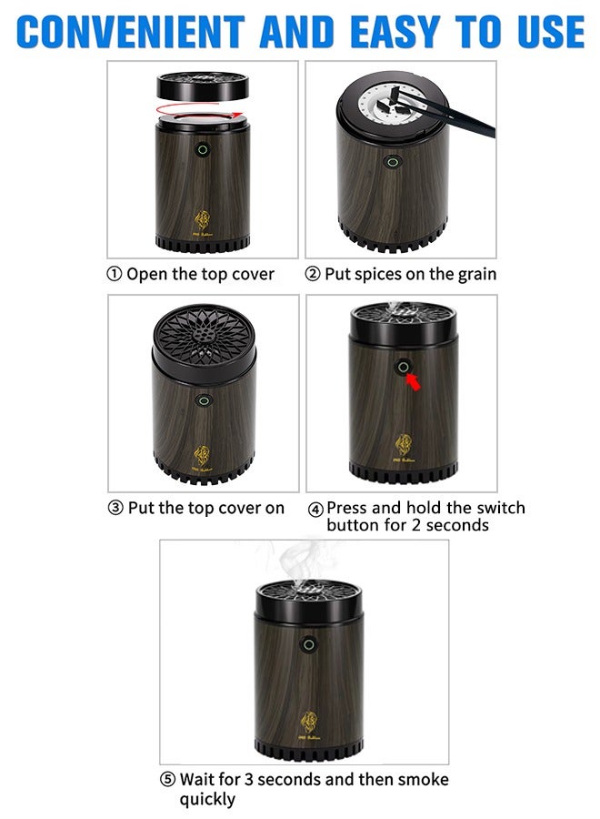 Telawah New model - (wooden) USB, Type-C power rechargeable incense burner, household Arabic bakhoor incense burner - Image 2