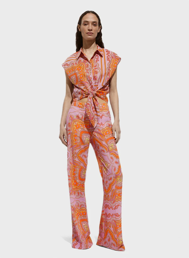 مانجو Bow Printed Shirt