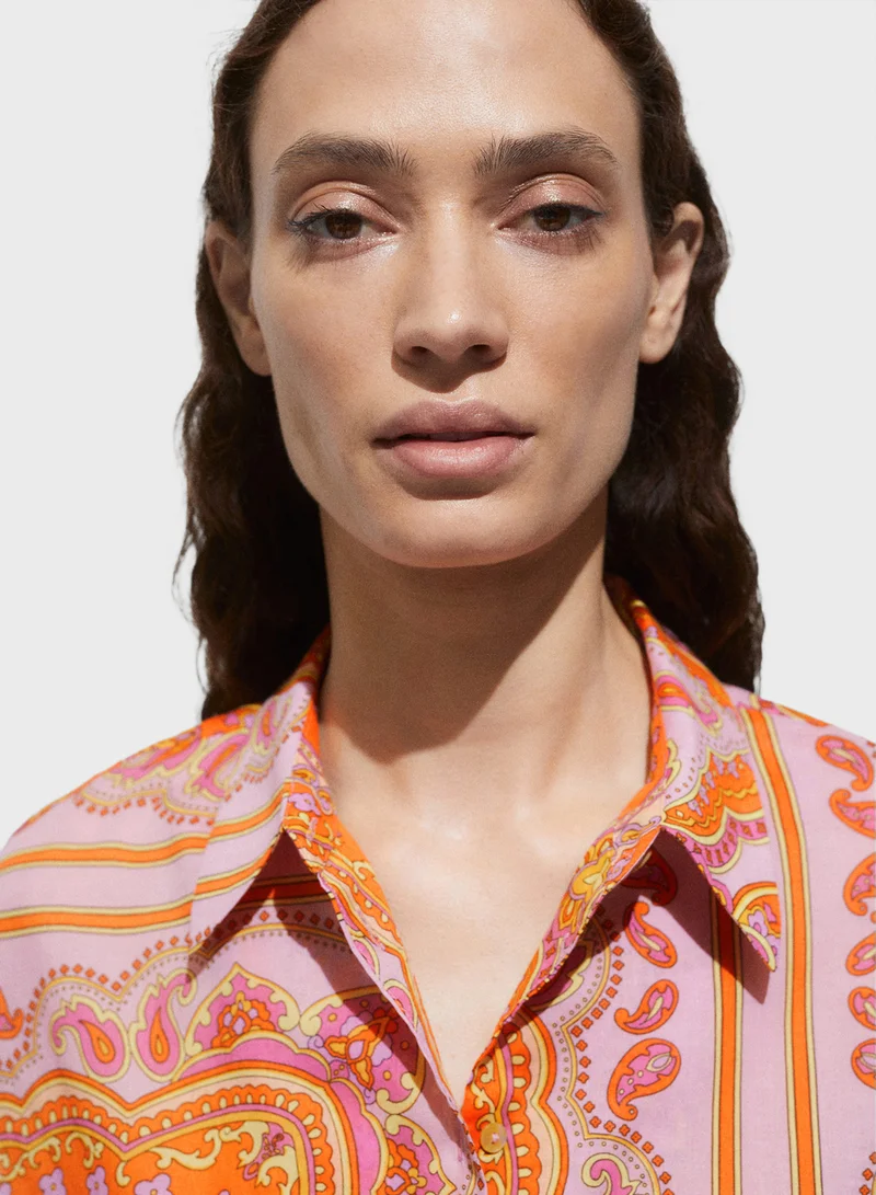 مانجو Bow Printed Shirt