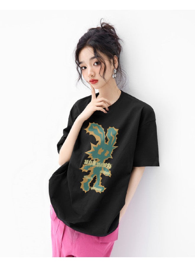EPTISON Women's Short Sleeve T-shirt Summer Loose Casual Cotton Top With Cartoon Print, Youthful And Versatile - Image 1