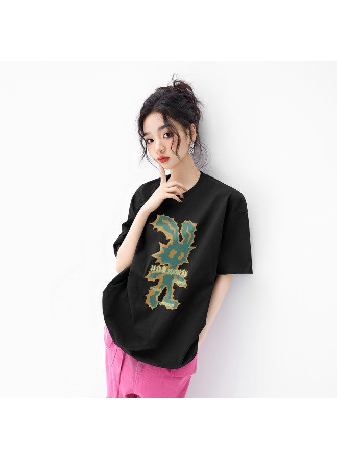 EPTISON Women's Short Sleeve T-shirt Summer Loose Casual Cotton Top With Cartoon Print, Youthful And Versatile - Image 2