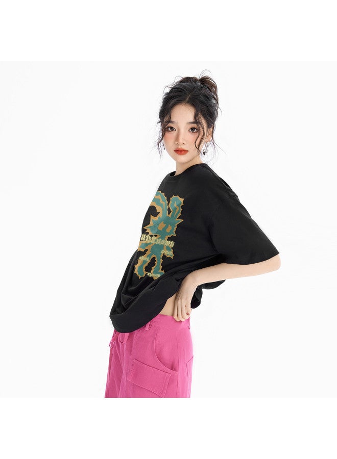 EPTISON Women's Short Sleeve T-shirt Summer Loose Casual Cotton Top With Cartoon Print, Youthful And Versatile - Image 4