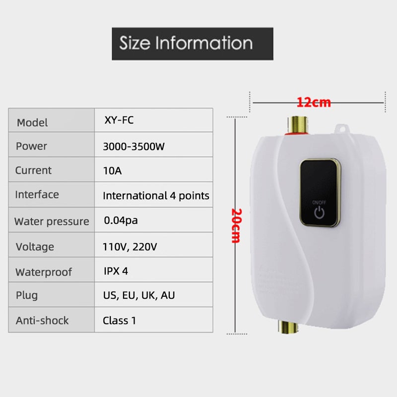 220V Electric water heater instantaneous water heater household heater tap water heater kitchen faucet heating thermostat - Image 2