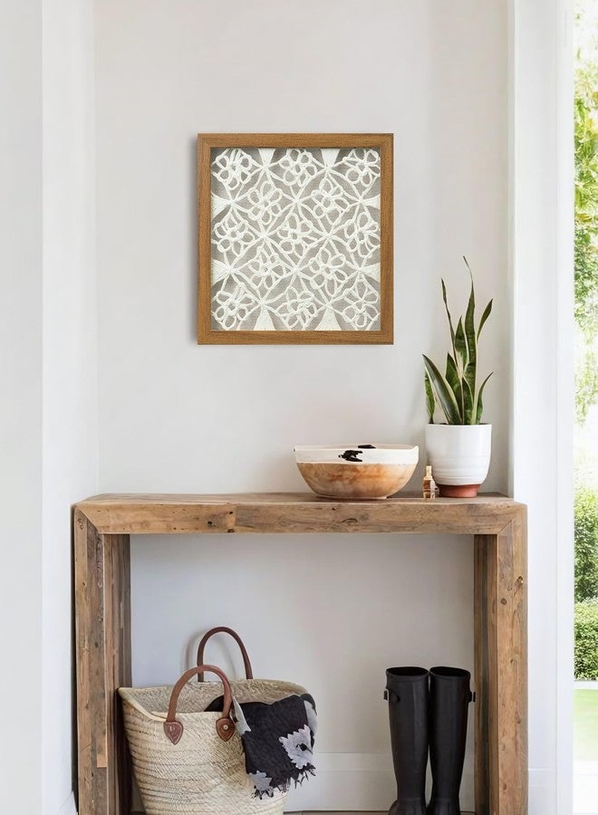 FOLKOR Handmade Paper Wall Art for Rustic Farmhouse Boho Room Aesthetics, 12" Framed Abstract Shadow Box Art Decor, Lattice Hanging Artwork Eclectic Decor for Apartment Nursery Hallway Above Desk Bed - Image 2