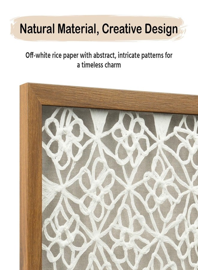 FOLKOR Handmade Paper Wall Art for Rustic Farmhouse Boho Room Aesthetics, 12" Framed Abstract Shadow Box Art Decor, Lattice Hanging Artwork Eclectic Decor for Apartment Nursery Hallway Above Desk Bed - Image 3