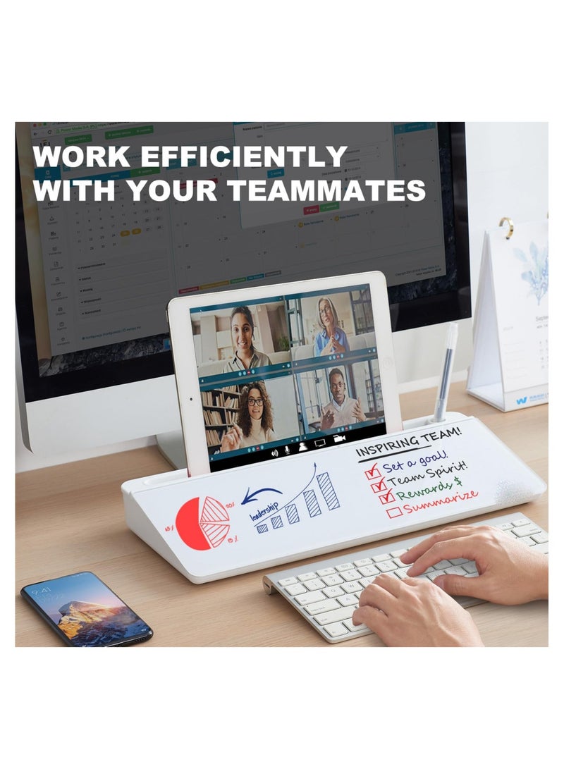 general Small Glass Desktop Whiteboard Dry Erase Board - Computer Keyboard HolderWhiteboard Surface Pad with Drawer, Desk Organiser with Office, Home, School SuppliesAccessories - Image 2