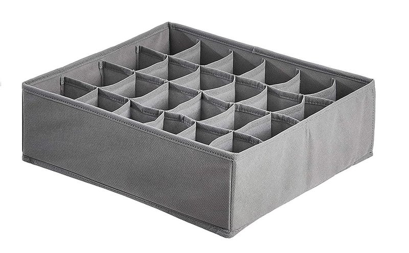 ONPRIX Onprix 24 Cell Foldable Closet Socks Underwear Drawer Organizer Dividers Wardrobe Organizer Collapsible Closet Cabinet Organizer Underwear Lingerie Underwear Panties Ties Storage Boxes Grey - Image 1
