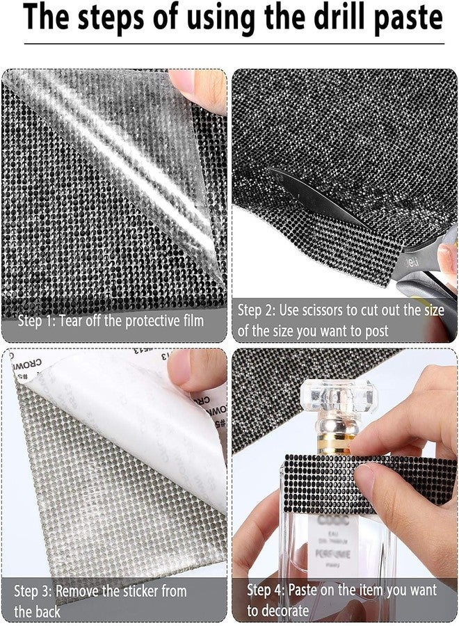 Jubilant 12000 Pieces Bling Rhinestone Sheet Stickers, DIY Craft, Self Adhesive Glitter Rhinestones Crystal Diamond Gem Stickers for Car/Phone/Clothing/Shoes, 9.4 x 7.9 Inch (Black) - Image 4