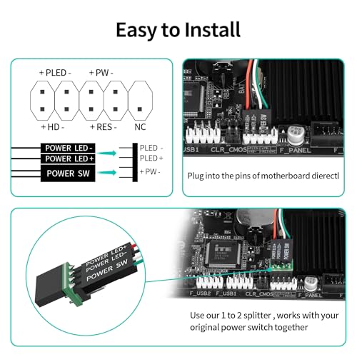 OwlTree PC Power Button, Desktop Power Button PC External Power Switch ON Off LED PC Power Supply Button SW Extension for Computer Motherboard - Image 3