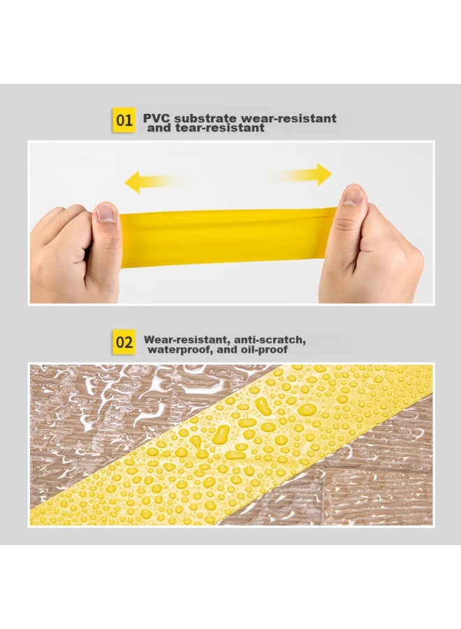 ديلي Deli Yellow شريط تحذير أمان، شريط أرضي سميك من PVC مقاوم للاهتراء ومقاوم للماء، شريط حذر عزل، شريط تحديد موضع 5s، 48mm*33m، 1 لفة، 33772 - Image 4
