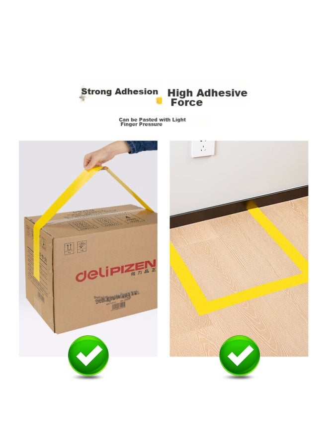 ديلي Deli Yellow شريط تحذير أمان، شريط أرضي سميك من PVC مقاوم للاهتراء ومقاوم للماء، شريط حذر عزل، شريط تحديد موضع 5s، 48mm*33m، 1 لفة، 33772 - Image 3