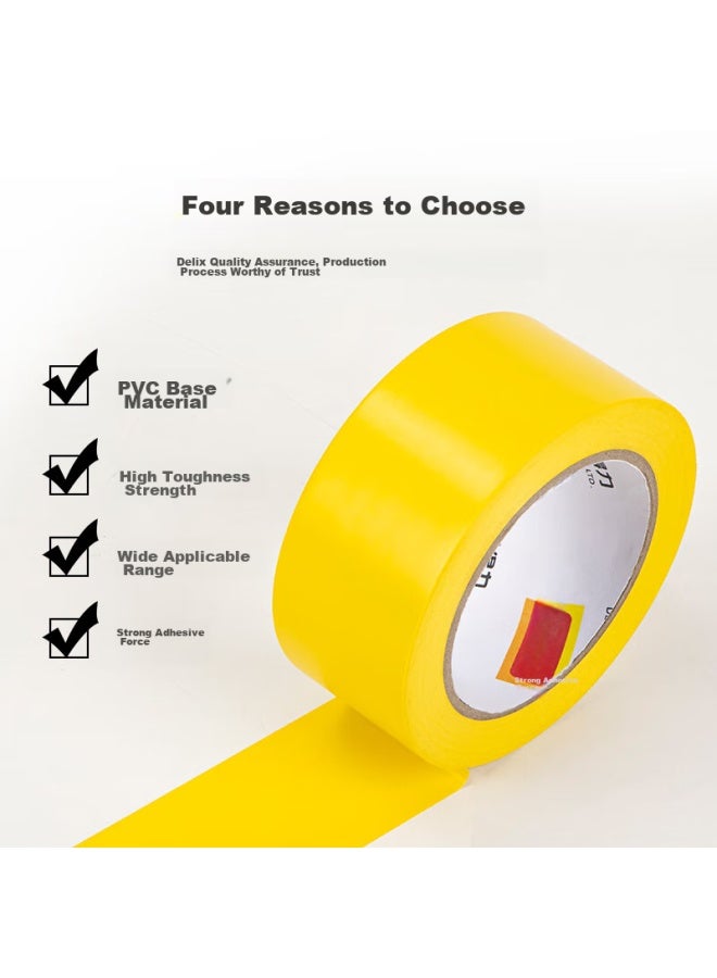 ديلي Deli Yellow شريط تحذير أمان، شريط أرضي سميك من PVC مقاوم للاهتراء ومقاوم للماء، شريط حذر عزل، شريط تحديد موضع 5s، 48mm*33m، 1 لفة، 33772 - Image 2