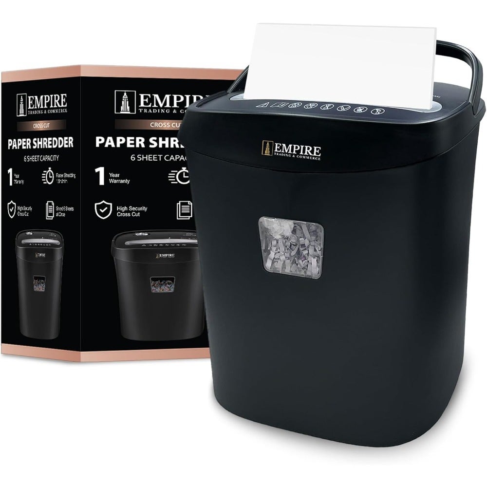 Paper Shredder 6-Sheet Cross-Cut, 15 Litres Shredder for Home and Office Heavy Duty, Shred Paper Clips, Staples and Credit Cards OS050C/Black