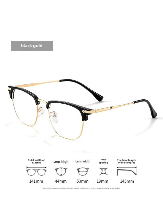 Generic Half-frame Glasses Men's Anti-blue Light Flat Light Danyang Glasses Frame Glasses Eyebrow Glasses Frame Myopia Glasses Pure Titanium 2260 