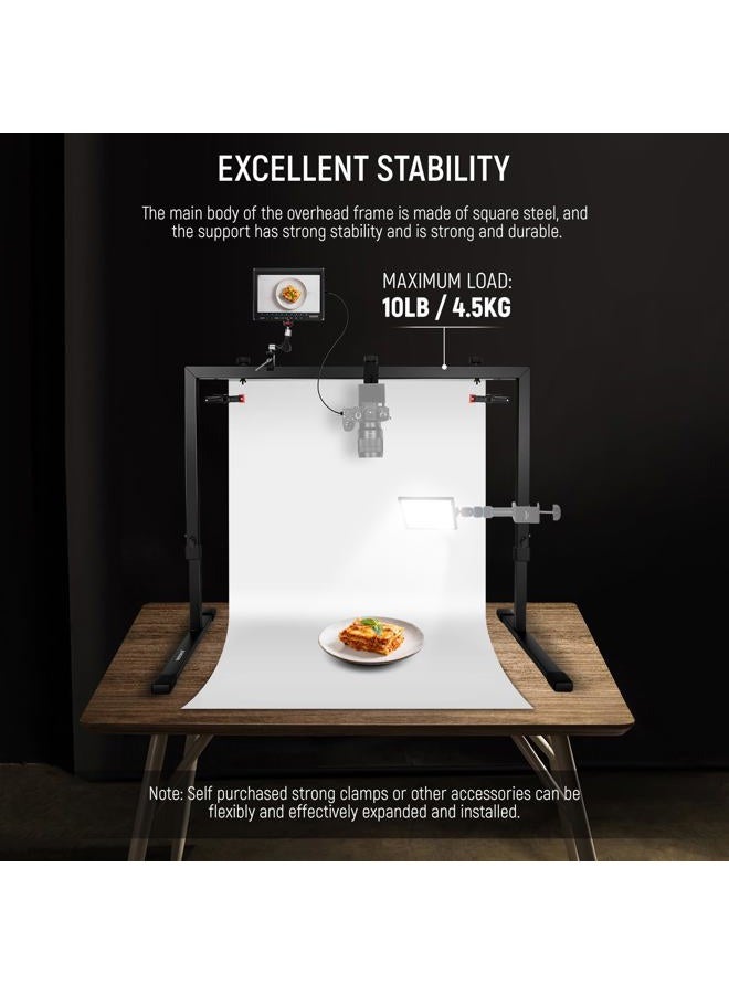 Neewer Overhead Camera Mount Rig for Top Down Shots, Heavy Duty Steel Tabletop Mount Stand Multi Device Platform for Flat Lay Photography Lighting Cooking Drawing Crafts, For Desks≥3.3'/1m Long, ST100  - Image 4
