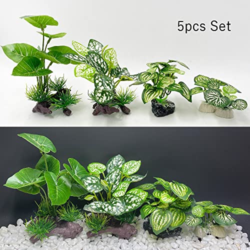 Smoothedo-Pets Fish Tank Decorations Aquarium Decoration Ornaments Accessories Betta Fish Hides Cave Rest Soft Leaf (Mix-Leaf-Set-C) - Image 2