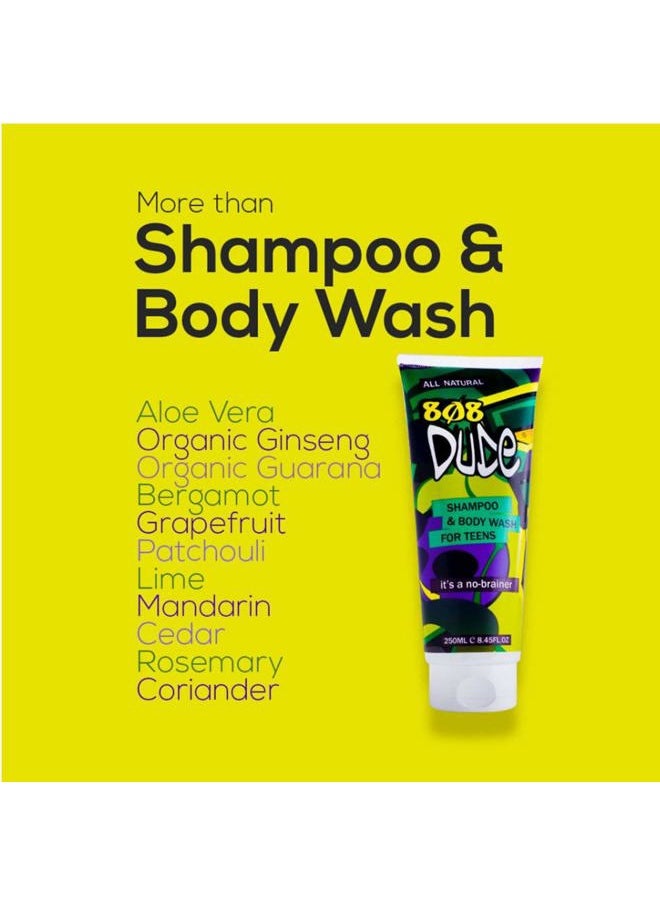 808 Dude - Skincare Kit for Teens. Shampoo and Body Wash, Face Wash and Deodorant to Prevent Breakouts and Eliminate Body Odor with Eco-Friendly Cotton Toiletry Bag - Image 1
