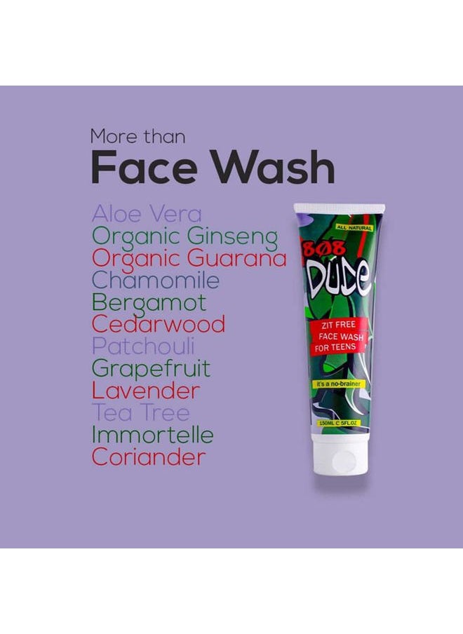 808 Dude - Skincare Kit for Teens. Shampoo and Body Wash, Face Wash and Deodorant to Prevent Breakouts and Eliminate Body Odor with Eco-Friendly Cotton Toiletry Bag - Image 1