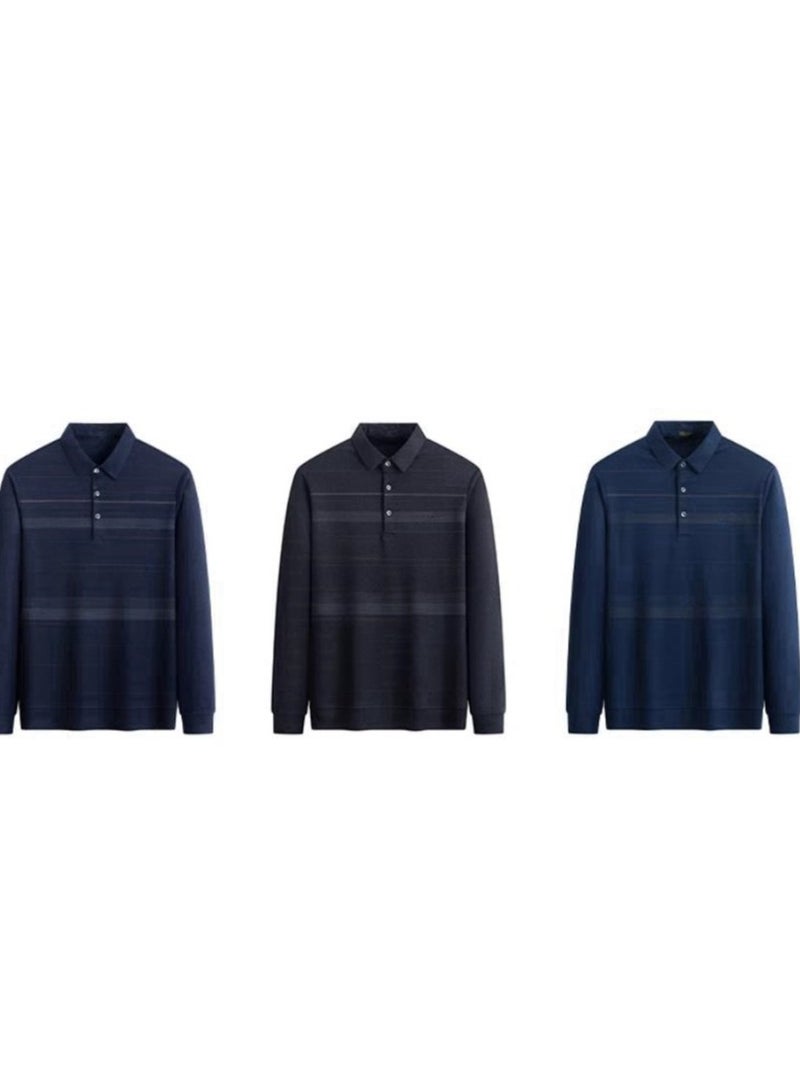 AOKANG Men's Business Casual Long Sleeve T-Shirt POLO - Image 3