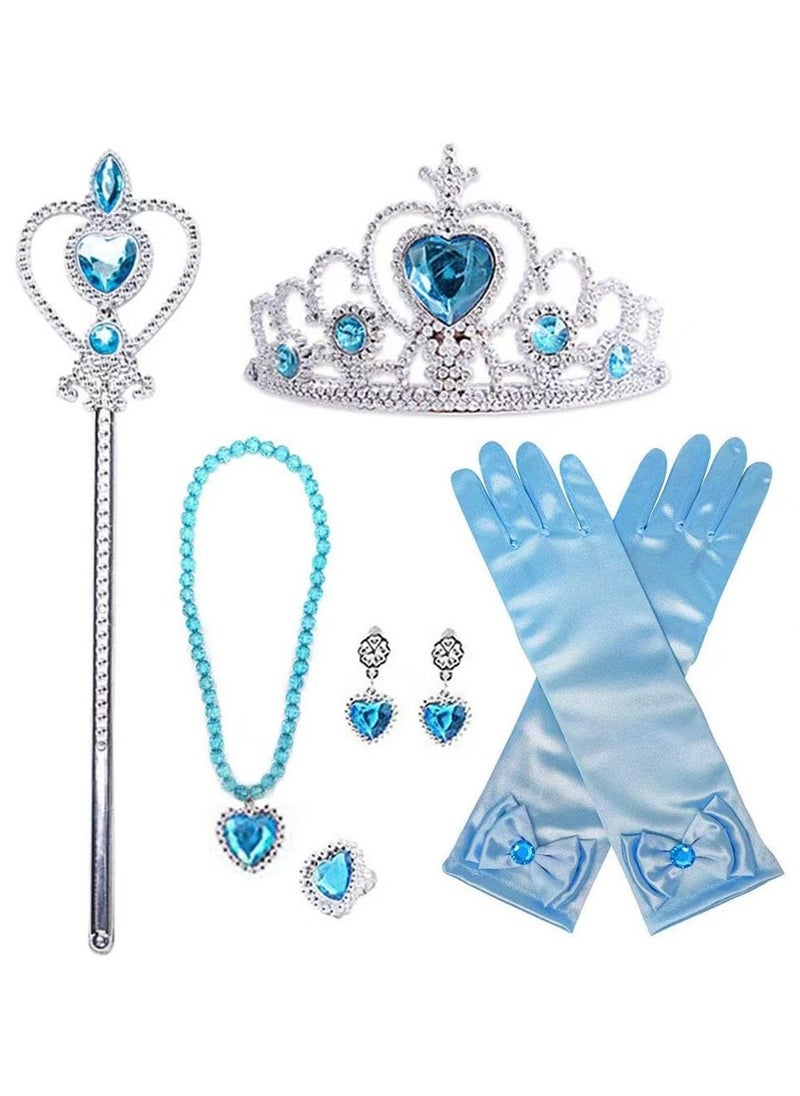 DELGREEN - 5-Piece Princess Elsa Belle Sofia Dress Up Fancy Cosplay Costume Accessories Set - Image 1