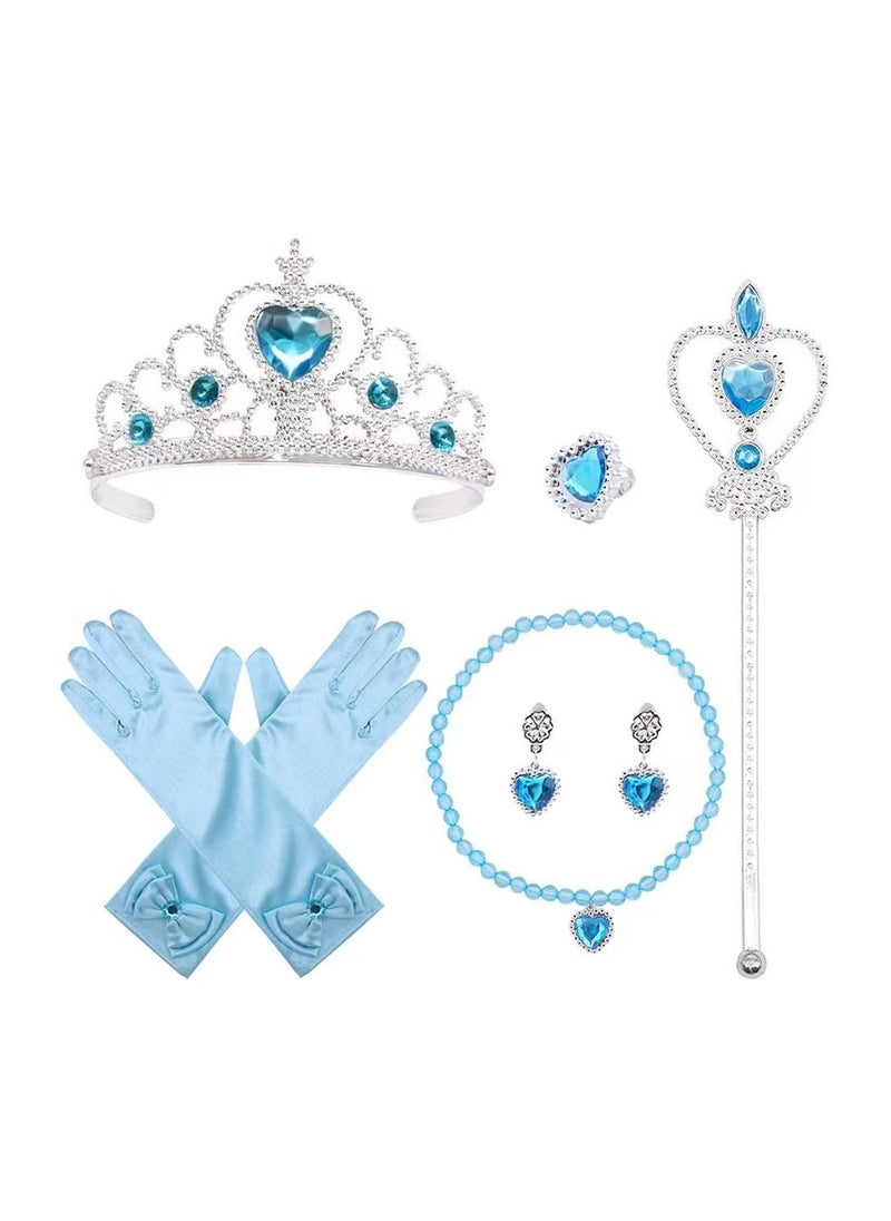 DELGREEN - 5-Piece Princess Elsa Belle Sofia Dress Up Fancy Cosplay Costume Accessories Set - Image 1