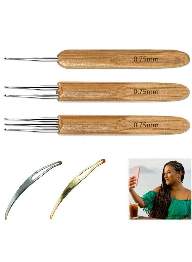 FFNIU 5 Pcs Dreadlocks Tool Set Includes 3 Pcs Dreadlocks Crochet 1 Hook 2 Hooks 3 Hooks Hair Weaving Needle Crochet, 2 Pcs Crochet Hair Tools Interlocking Dreadlock Needle Accessories for Braid Craft - Image 1