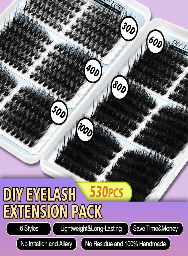 MUSELASH طقم كتل الرموش MUSELASH DIY، 530 قطعة 30D~100D كتل رموش بحجم مسبق، أطوال فردية مختلطة من 8-16 مم مع لاصق مزدوج النهاية وختم وملاقط للاستخدام المنزلي - Image 3
