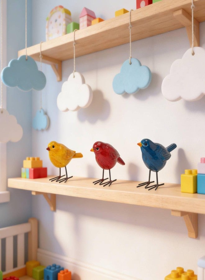 DiliComing Bird Figurines Home Decor - 3 Pcs Small Resin Animal Statues, Decorative Colorful Birds Sculpture for Shelf Desk Garden Decorations, Gift for Bird Lover - Image 5