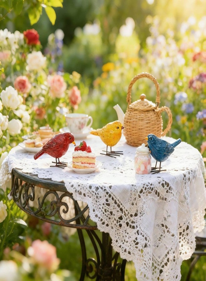 DiliComing Bird Figurines Home Decor - 3 Pcs Small Resin Animal Statues, Decorative Colorful Birds Sculpture for Shelf Desk Garden Decorations, Gift for Bird Lover - Image 4