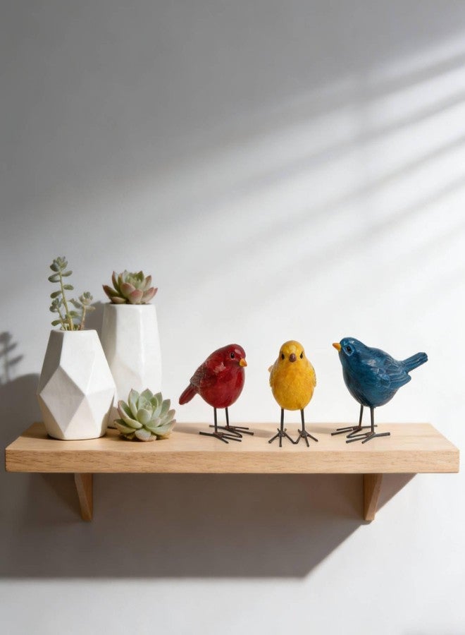 DiliComing Bird Figurines Home Decor - 3 Pcs Small Resin Animal Statues, Decorative Colorful Birds Sculpture for Shelf Desk Garden Decorations, Gift for Bird Lover - Image 2