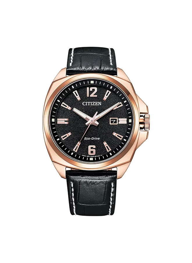 سيتيزن Men's Analog Tonneau Shape Leather Wrist Watch AW1723-02E - 45.8 Mm