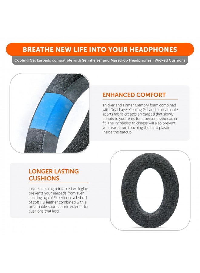 WC Freeze PC38X - Cooling Gel Earpads for Sennheiser PC38X / PC37X / HD599 / HD598/ HD560S / Game ONE & More, Made by Wicked Cushions - Elevate Comfort, Durability, & Sound | Black - Image 3