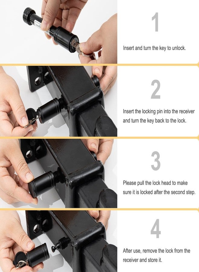 TOPSHINE Black Hitch Pin Lock, 5/8" Dia Trailer Hitch Looking Pin with Keys Keyed Alike for 2 inch Receiver - Image 4