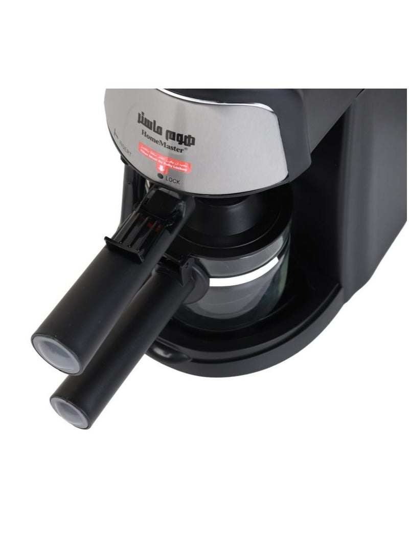 HomeMaster Espresso and Cappuccino Maker 240ml Tank Capacity 4 Cups Silver/Black 800 watts - Image 4
