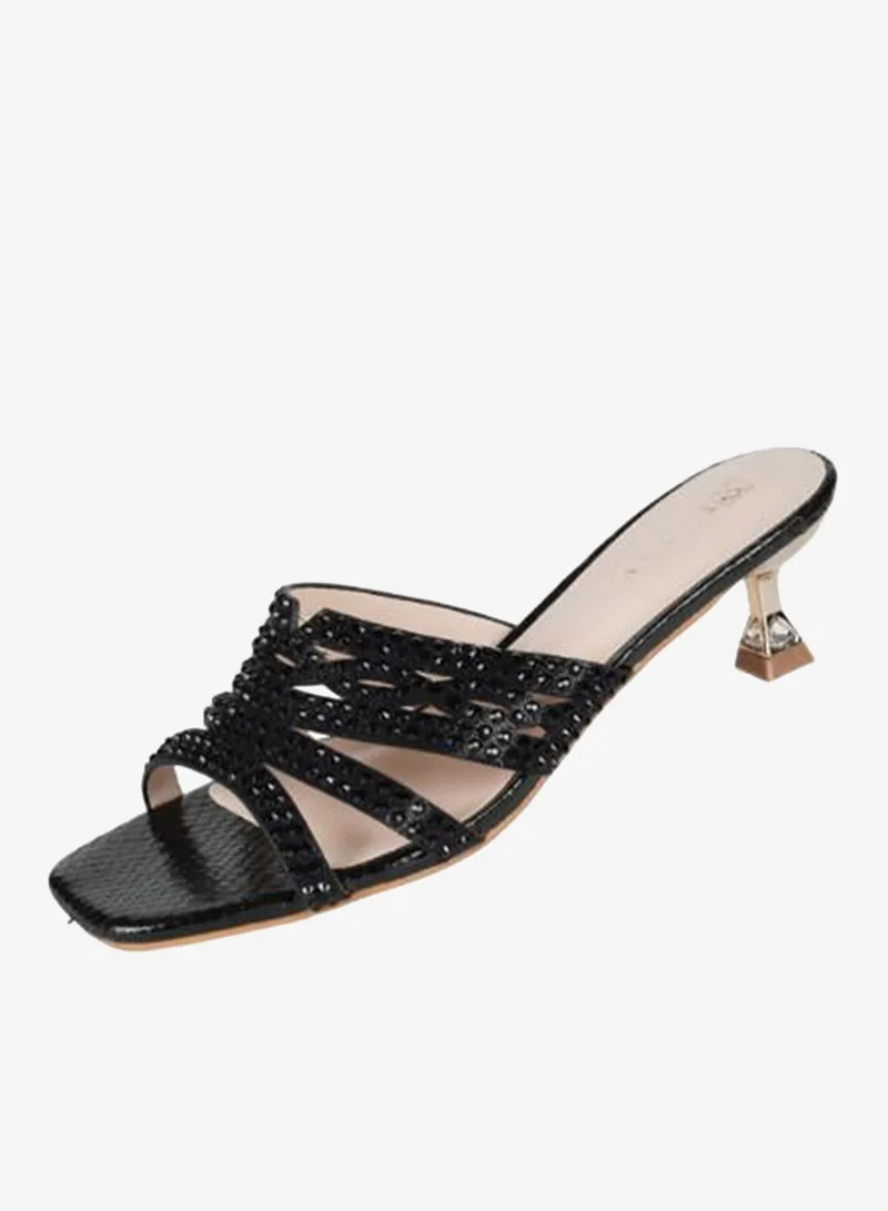 ZAYNA 221-218 Zayna Ladies Kitten Heel Sandals 2G9183-532 Black