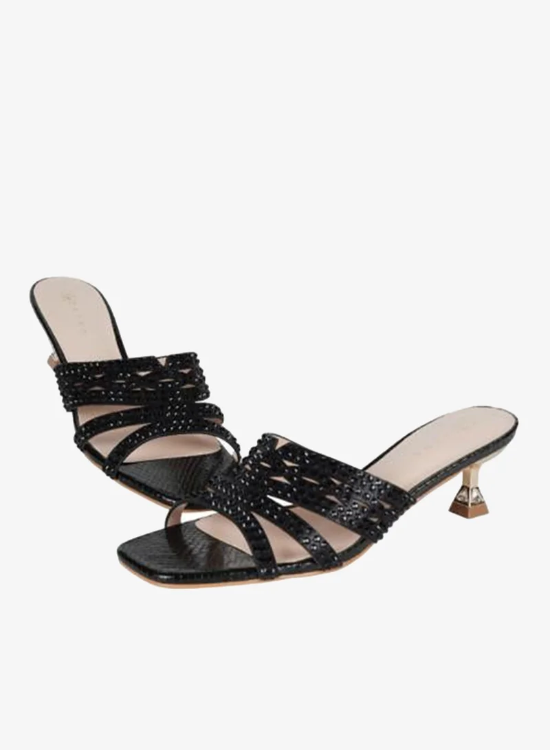 Zayna Black 221-218 Zayna Ladies Kitten Heel Sandals 2G9183-532 Black for Women | Best Price UAE